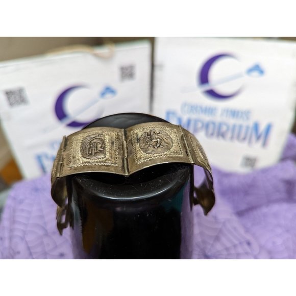 Vintage Taxco, Silver Link Style Bracelet with embossed figural elements, 1970's - Picture 2 of 7